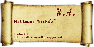 Wittman Anikó névjegykártya